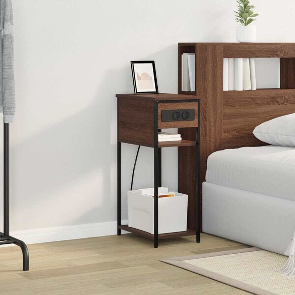 vidaXL &Eacute;jjeliszekr&eacute;ny Barna T&ouml;lgy 41 x 28 x 76 cm Faanyag