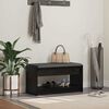 vidaXL Előt&eacute;r pad Fekete T&ouml;lgy 83 x 38 x 45 cm Műanyag Fa &eacute;s Sz&ouml;vet