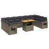 vidaXL 11 r&eacute;szes sz&uuml;rke polyrattan kerti &uuml;lőgarnit&uacute;ra p&aacute;rn&aacute;kkal