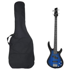 vidaXL k&eacute;k-fekete elektromos basszusgit&aacute;r kezdőknek tokkal 4/4 46"