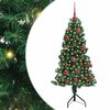 vidaXL Sarok Műkar&aacute;csonyfa 150 LED-del Z&ouml;ld 150 cm PVC &eacute;s f&eacute;m