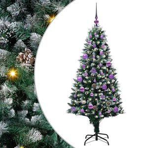 vidaXL Mű kar&aacute;csonyfa 150 LED-del Z&ouml;ld 150 cm PVC &eacute;s Ac&eacute;l &eacute;s Műanyag