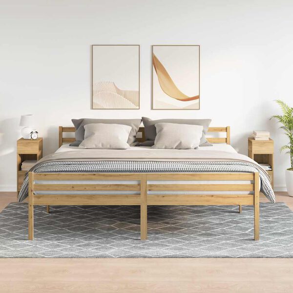 vidaXL 2 db k&eacute;zműves t&ouml;lgy sz&iacute;nű &eacute;jjeliszekr&eacute;ny fi&oacute;kkal 25x31x66 cm