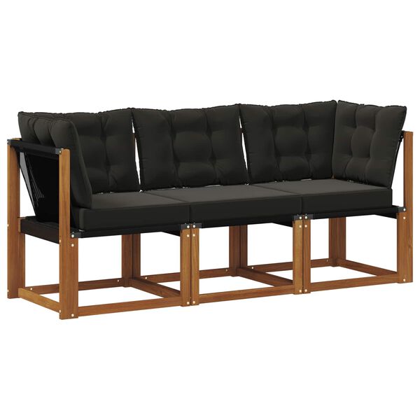 vidaXL K&uuml;lt&eacute;ri k&ouml;z&eacute;pső &eacute;s sarok kanap&eacute; p&aacute;rn&aacute;val 3 Darab Term&eacute;szetes