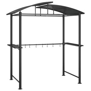 vidaXL antracit ac&eacute;l grillező pavilon oldals&oacute; polcokkal 210x114x230 cm