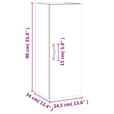 vidaXL szürke sonoma színű fali szekrény 34,5 x 34 x 90 cm
