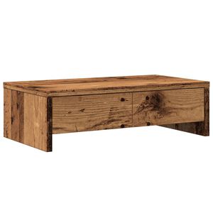 vidaXL antik fa sz&iacute;nű szerelt fa monitor&aacute;llv&aacute;ny fi&oacute;kokkal 50x27x15 cm