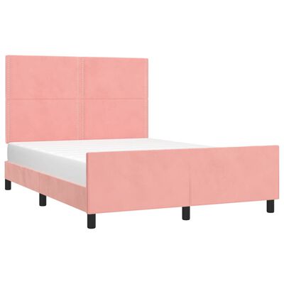 vidaXL rózsaszín bársony ágykeret fejtámlával 140 x 200 cm
