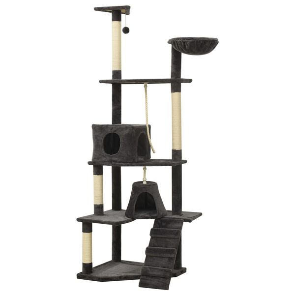 vidaXL s&ouml;t&eacute;tsz&uuml;rke macskab&uacute;tor sziz&aacute;l kapar&oacute;f&aacute;kkal 191 cm