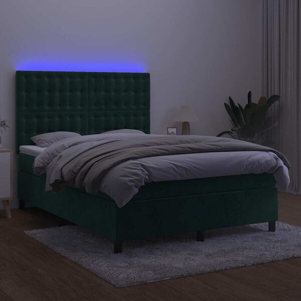 vidaXL s&ouml;t&eacute;tz&ouml;ld b&aacute;rsony rug&oacute;s &eacute;s LED-es &aacute;gy matraccal 140x200 cm
