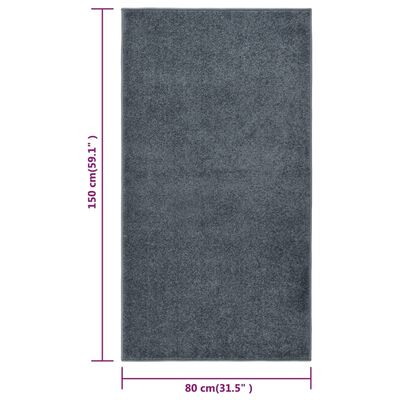 vidaXL antracitszürke rövid szálú szőnyeg 80 x 150 cm