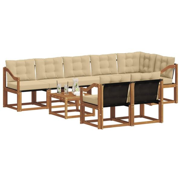 vidaXL K&uuml;lt&eacute;ri kanap&eacute; szett p&aacute;rn&aacute;val 9 pcs Term&eacute;szetes &eacute;s b&eacute;zs