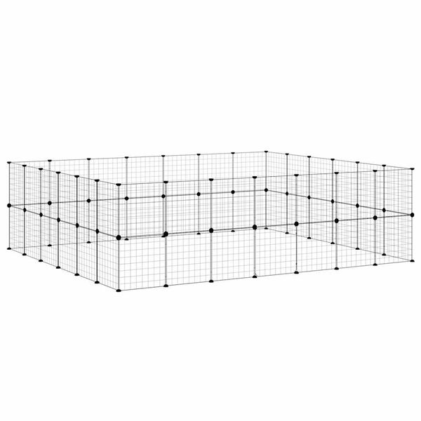 vidaXL 52 paneles fekete acél kisállatketrec ajtóval 35 x 35 cm