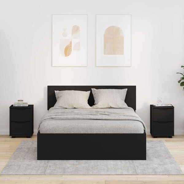 vidaXL &Eacute;jjeliszekr&eacute;nyek fi&oacute;kkal 2 pcs Fekete 30,5 x 30 x 43 cm Faanyag