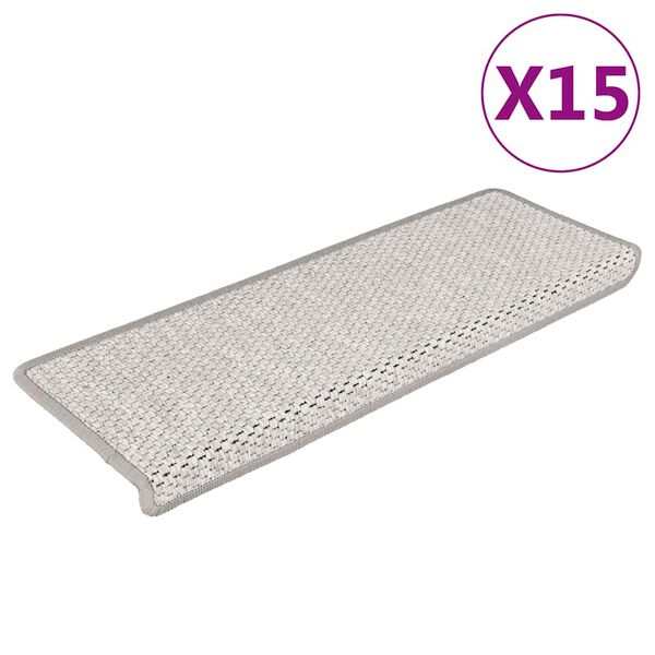 vidaXL 15 db sziz&aacute;l hat&aacute;s&uacute; platina &ouml;ntapad&oacute; l&eacute;pcsőszőnyeg 65x21x4 cm