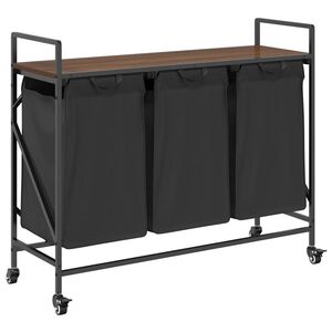 vidaXL barna t&ouml;lgy mosodai kos&aacute;r 3 rekeszes kerekekkel