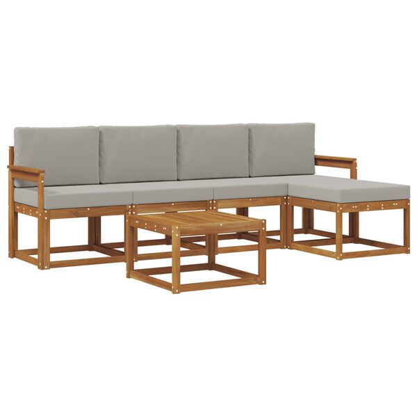 vidaXL K&uuml;lt&eacute;ri kanap&eacute; szett 6 pcs Term&eacute;szetes &eacute;s Vil&aacute;gossz&uuml;rke