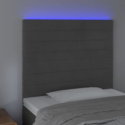 vidaXL sötétszürke bársony LED-es fejtámla 100x5x118/128 cm