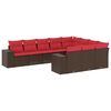 vidaXL 10 db barna polyrattan kerti kanap&eacute;garnit&uacute;ra p&aacute;rn&aacute;kkal