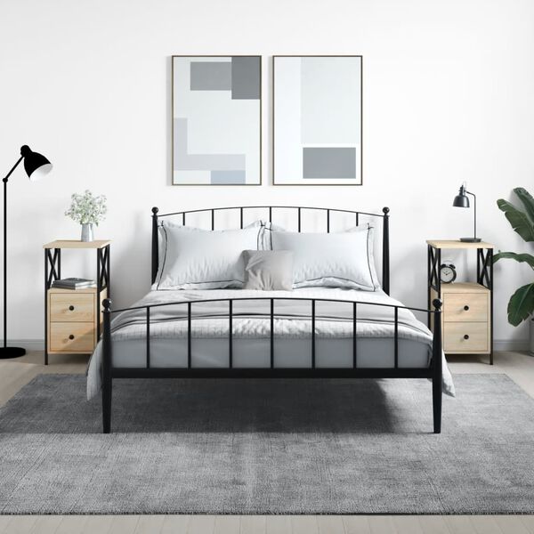 vidaXL 2 db sonoma t&ouml;lgy sz&iacute;nű szerelt fa &eacute;jjeliszekr&eacute;ny 34x35,5x70 cm