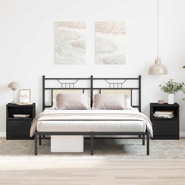 vidaXL &Eacute;jjeliszekr&eacute;ny 2 pcs Fekete t&ouml;lgy 40 x 40 x 50 cm Faanyag