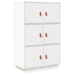 vidaXL feh&eacute;r t&ouml;m&ouml;r fenyőfa magasszekr&eacute;ny 34 x 40 x 108,5 cm