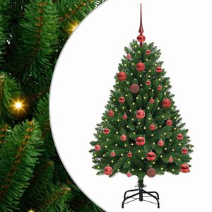 vidaXL Mű kar&aacute;csonyfa 120 cm 150 LED Meleg feh&eacute;r PVC &eacute;s Ac&eacute;l Z&ouml;ld