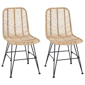 vidaXL &Eacute;tkezősz&eacute;k 2 db Rattan &eacute;s Vas Term&eacute;szetes 44,5 x 54,5 x 85 cm