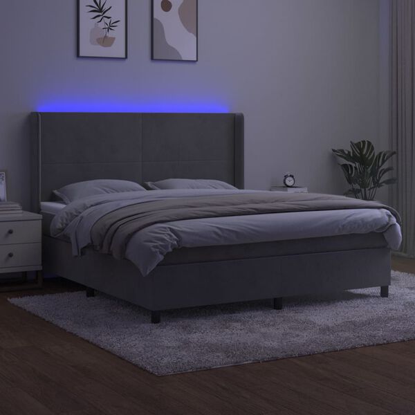 vidaXL vil&aacute;gossz&uuml;rke b&aacute;rsony rug&oacute;s &eacute;s LED-es &aacute;gy matraccal 180x200 cm