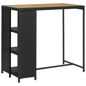 vidaXL fekete polyrattan b&aacute;rasztal t&aacute;rol&oacute;polccal 120 x 60 x 110 cm