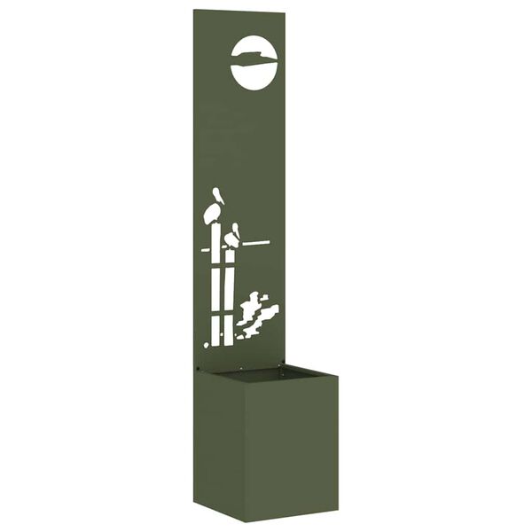 vidaXL Kertvédő vászon Oliva zöld 32 x 140 cm Hidegen hengerelt acél