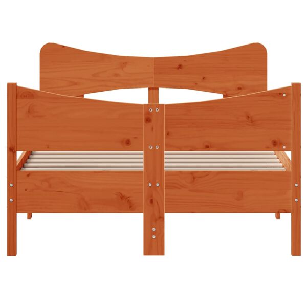 vidaXL viaszbarna t&ouml;m&ouml;r fenyőfa &aacute;gy matrac n&eacute;lk&uuml;l 120 x 200 cm