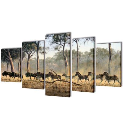 Nyomtatott vászon falikép szett zebrák 200 x 100 cm