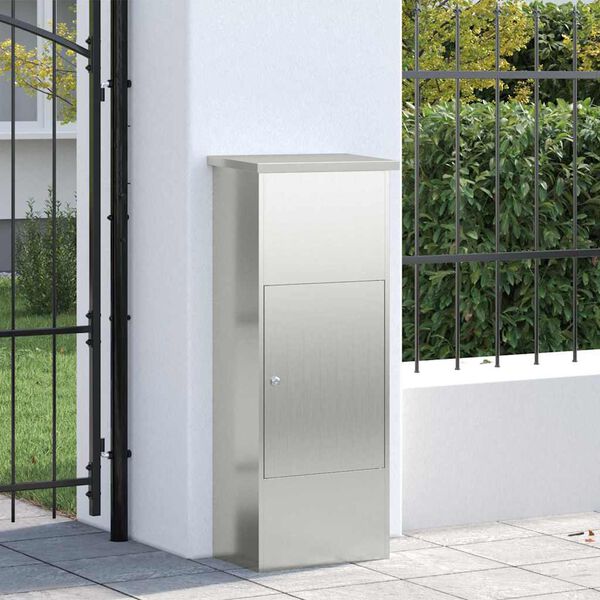 vidaXL Csomagz&aacute;r&oacute; doboz Fekete 44,5 x 29 x 110,5 cm Horganyzott ac&eacute;l