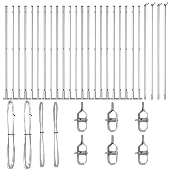 vidaXL Kerítésoszlop Egyéb 26 pcs Szürke 3,2 x 3,2 x 78,5 cm Acél