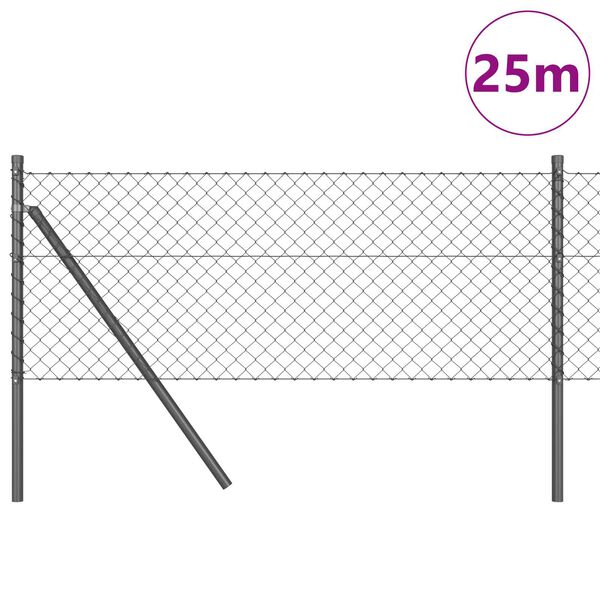 vidaXL Kerítésoszlop Szürke 25 x 0,4 m (40 x 40 mm rács) Acél és PVC