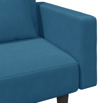 vidaXL 2 részes kék bársony ülőgarnitúra párnákkal