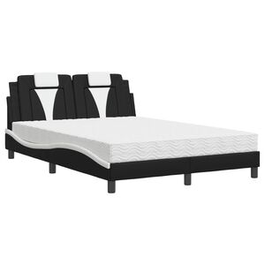 vidaXL fekete &eacute;s feh&eacute;r műbőr &aacute;gy Viana matraccal 140 x 190 cm