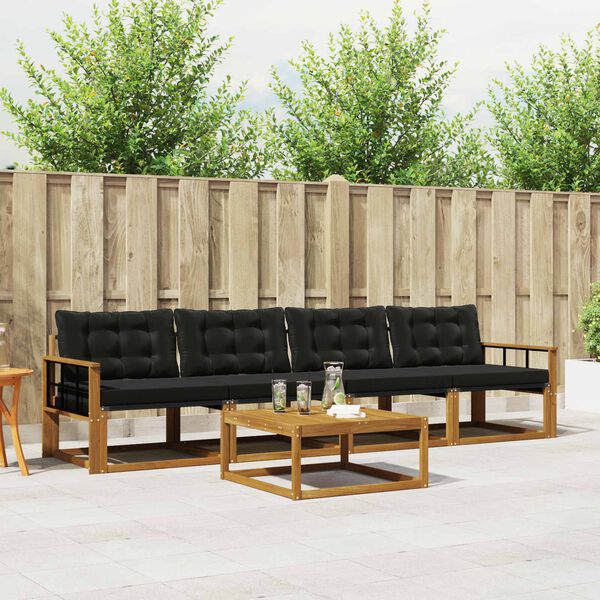 vidaXL K&uuml;lt&eacute;ri kanap&eacute; szett p&aacute;rn&aacute;val 5 pcs Term&eacute;szetes &eacute;s fekete