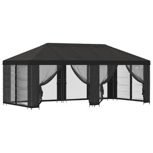 vidaXL Oldalfalas pavilon 6 x 3 m Antracitsz&uuml;rke Poli&eacute;szter &eacute;s ac&eacute;l
