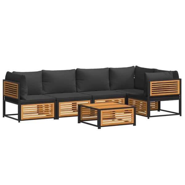 vidaXL 6 részes tömör akácfa kerti kanapészett párnákkal