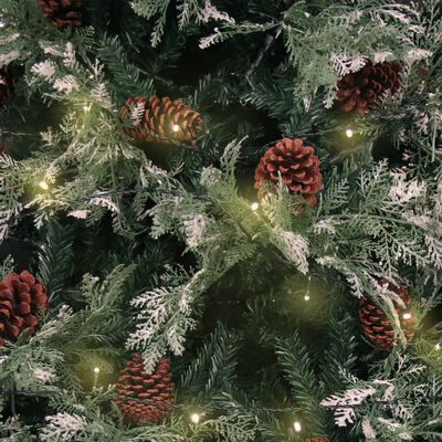 vidaXL zöld-fehér PVC és PE megvilágított karácsonyfa tobozzal 150 cm