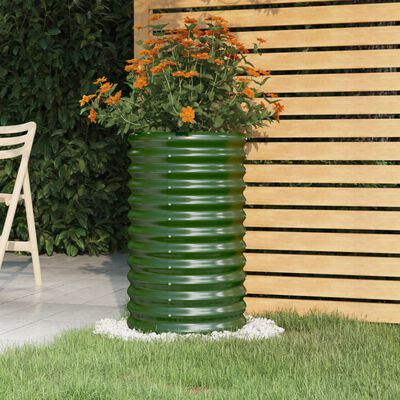 vidaXL zöld porszórt acél kerti ültetőláda 40 x 40 x 68 cm