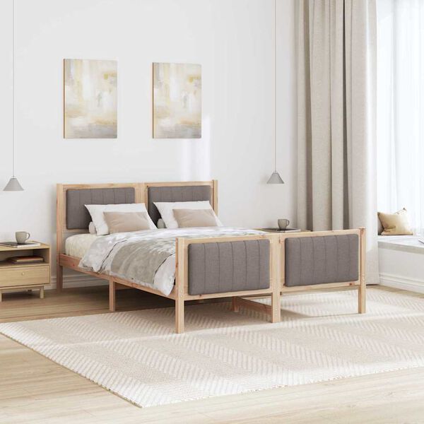 vidaXL &Aacute;gykeret fejt&aacute;ml&aacute;val Barna &eacute;s taupe 140 x 190 cm T&ouml;m&ouml;r fenyőfa