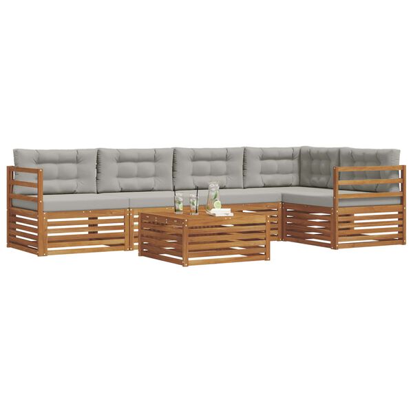 vidaXL K&uuml;lt&eacute;ri kanap&eacute; szett 6 pcs Term&eacute;szetes &eacute;s Vil&aacute;gossz&uuml;rke