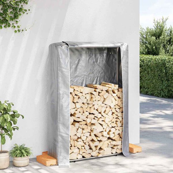 vidaXL Tűzifa &aacute;llv&aacute;ny esőv&eacute;dővel 100x25x150 cm Horganyzott ac&eacute;l