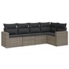 vidaXL 5 r&eacute;szes sz&uuml;rke polyrattan kerti &uuml;lőgarnit&uacute;ra p&aacute;rn&aacute;kkal