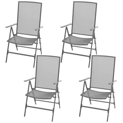 vidaXL 5-részes antracit acél kerti étkezőszett összecsukható székkel