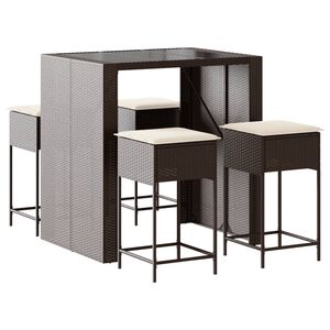 vidaXL 5 r&eacute;szes barna polyrattan kerti b&aacute;rszett p&aacute;rn&aacute;kkal