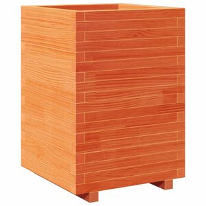 vidaXL viaszbarna t&ouml;m&ouml;r fenyőfa kerti vir&aacute;gl&aacute;da 50 x 50 x 72,5 cm